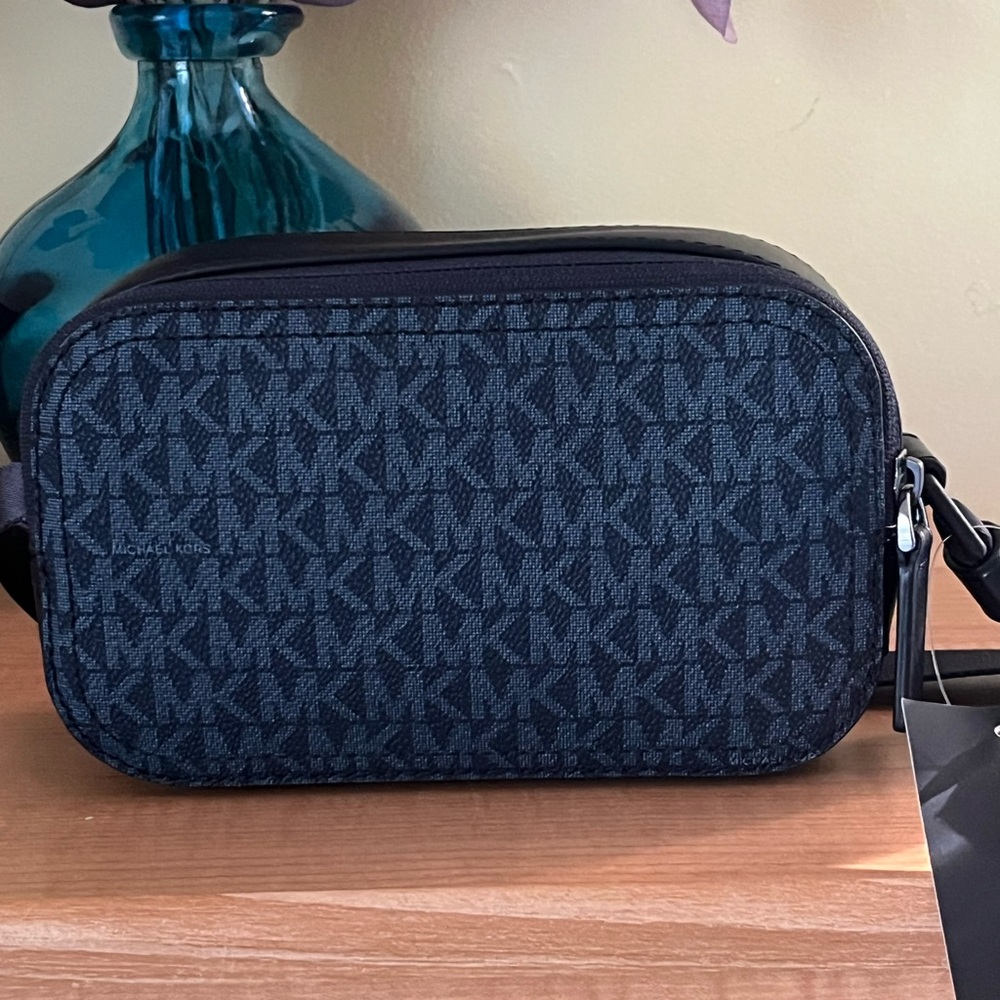 Michael Kors Dark Blue Monogram Crossbody Bag - Picture 3 of 4